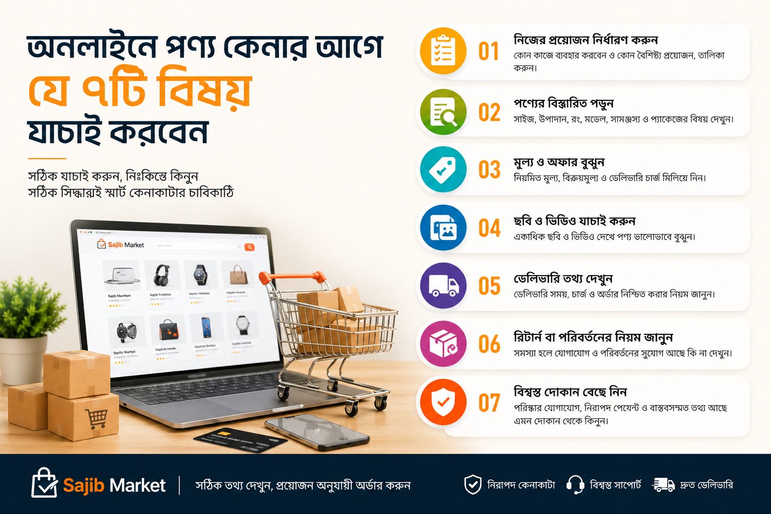 অনলাইনে পণ্য কেনার আগে যে ৭টি বিষয় যাচাই করবেন