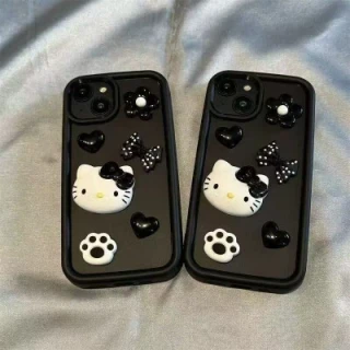 Black KT cat for Apple Phone Case